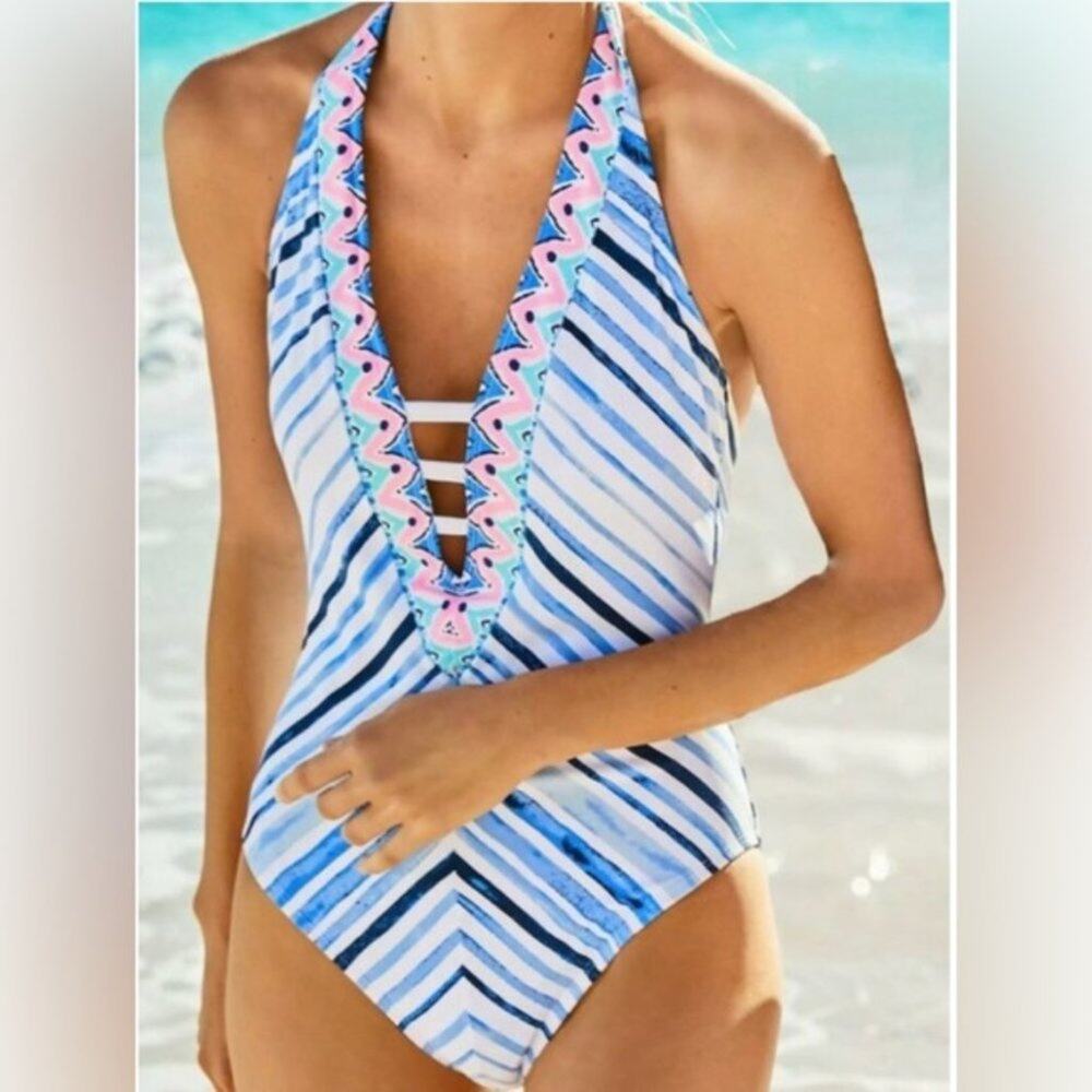 Lilly Pulitzer Loraline one piece swimsuit Seaside Vibe 16 NWT Bathing Suit Swim